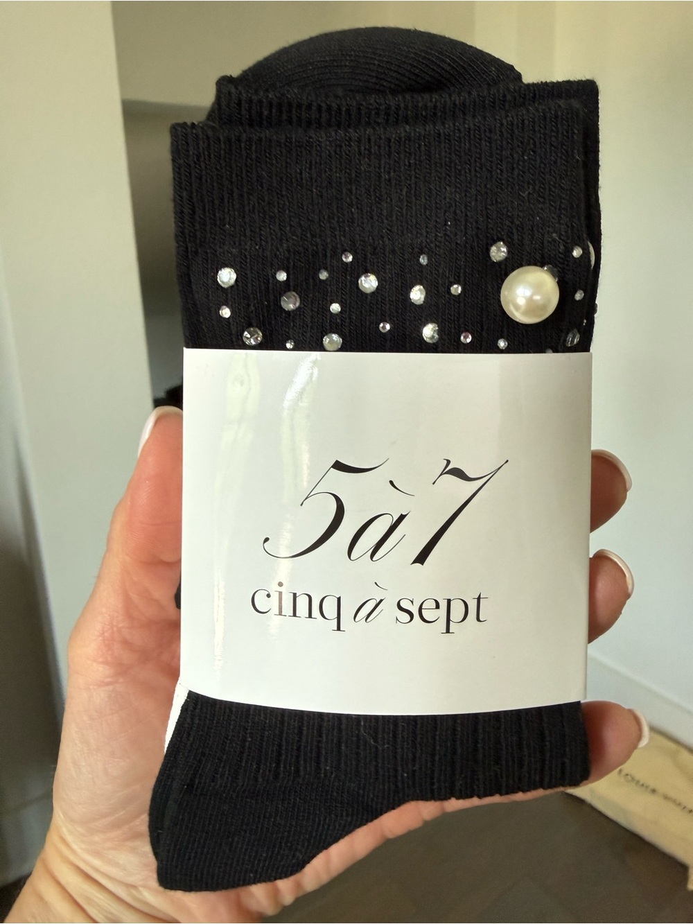 5a7 cinq a sept Women's Socks with Pearl and Crystal Accents